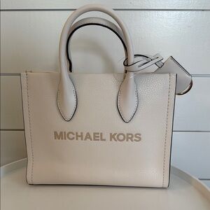 NWT Michael Kors Mirella Cream Leather  Crossbody Sophisticated Design